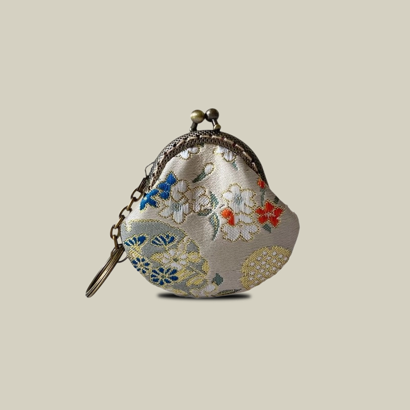 Pomegranate Mini Jewelry Pouch with Keychain Charm