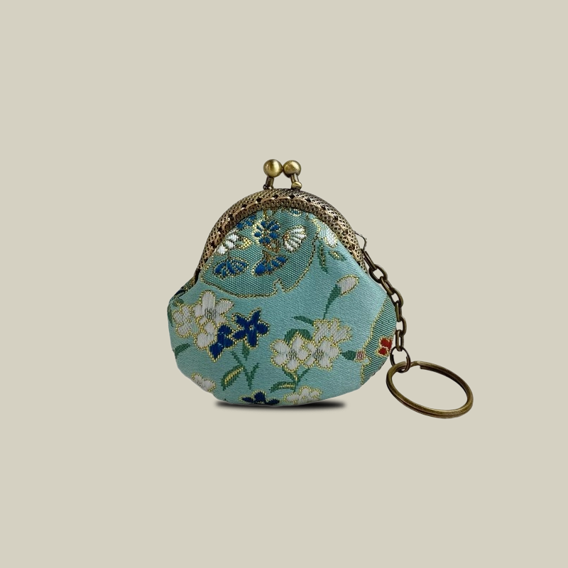 Pomegranate Mini Jewelry Pouch with Keychain Charm