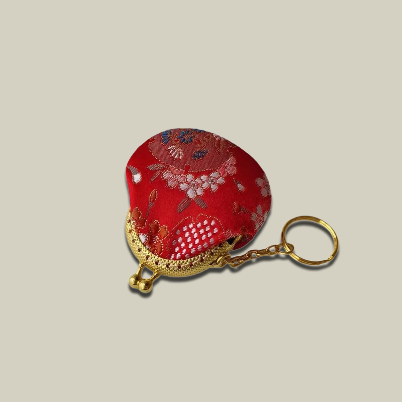Pomegranate Mini Jewelry Pouch with Keychain Charm