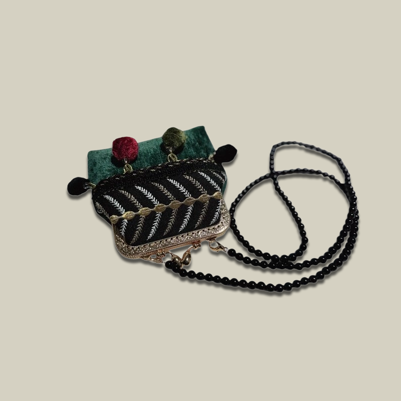 Boho Patchwork Tassel Crossbody Coin Purse with Kiss Lock