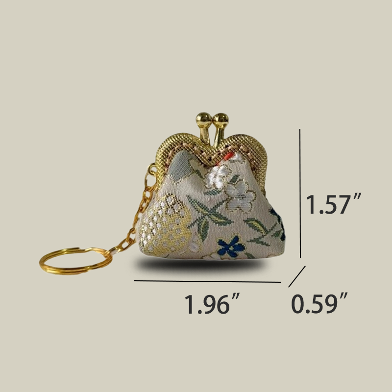 Cute Pomegranate Flowers Mini Coin Purse with Keychain Charm