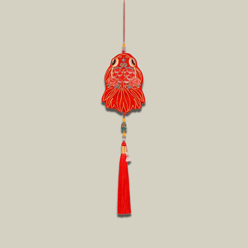 Lucky Red Koi Fish Embroidered Scented Pendant