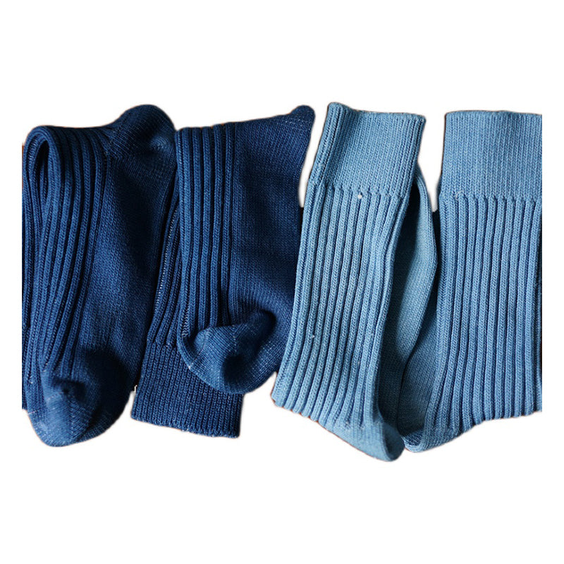 BUBUBLUE Plant Blue Indigo Dyed High-Mid Ankle Thick Cotton Socks