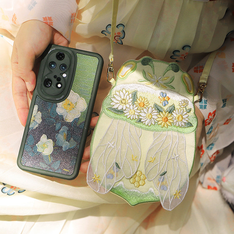 Cute Bee Embroidered Crossbody Phone Bag