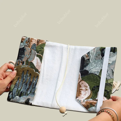 Green Hills Tapestry Vintage Handmade Book Sleeve Notebook/Journal (A5)