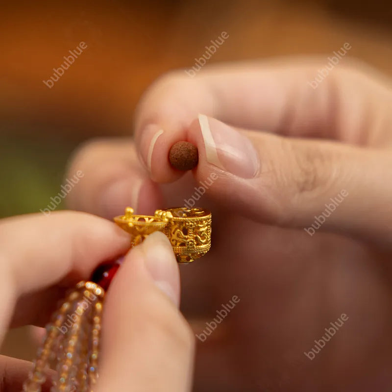 Song Brocade Horse-Shaped Sachet Keychain/Bag Charm With Hollow Aromatherapy Ball