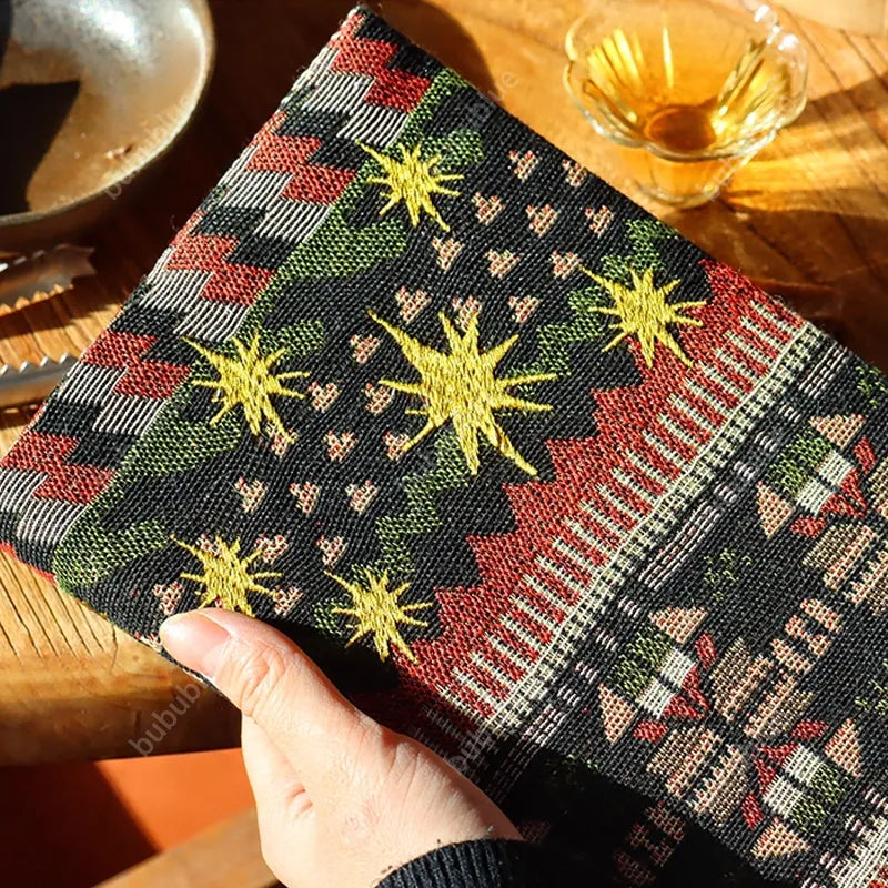 Christmas Starburst Vintage Original Embroidered Handmade Book Sleeve Notebook/Journal (A5/A6)