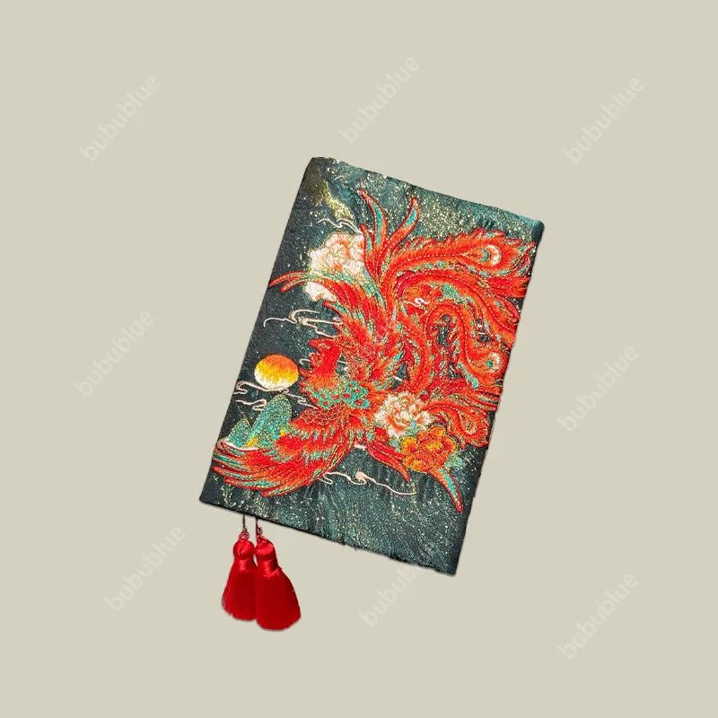 Phoenix Rebirth Embroidered Handmade Book Sleeve Notebook/Journal (A5)