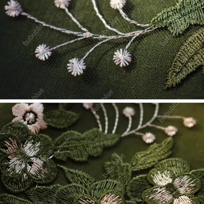 Green Firefly Forest Embroidered Original Handmade Book Sleeve Notebook/Journal (A5/A6)