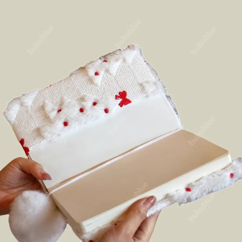 Edelweiss Butterfly Knot Plush Embroidered Cute Book Sleeve Notebook/Journal (A5/A6)