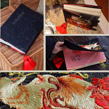 Red Fox Vintage Embroidered Original Handmade Book Sleeve Notebook/Journal (A5)