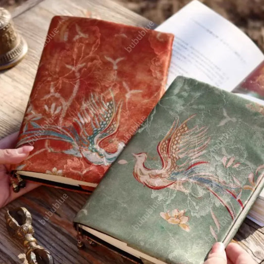 Embroidered Phoenix Embroidered Vintage Original Handmade Book Sleeve Notebook/Journal (A5/A6)