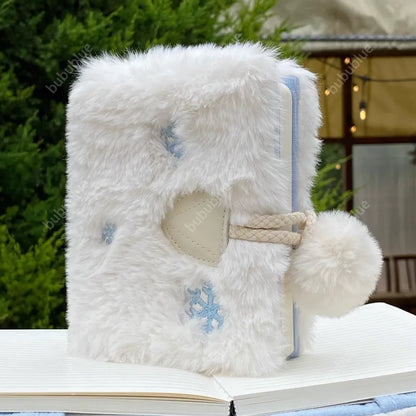 Snowflake Plush Embroidered Vintage Original Handmade Book Sleeve Notebook/Journal (A5/A6)