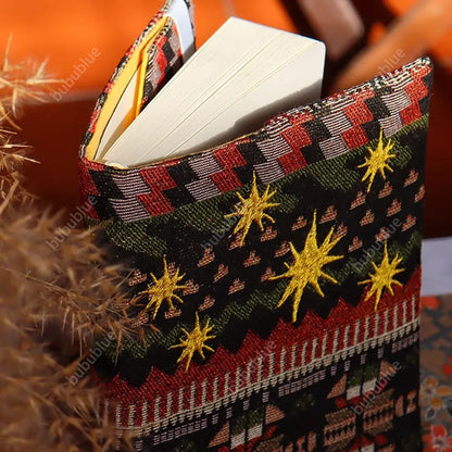 Christmas Starburst Vintage Original Embroidered Handmade Book Sleeve Notebook/Journal (A5/A6)