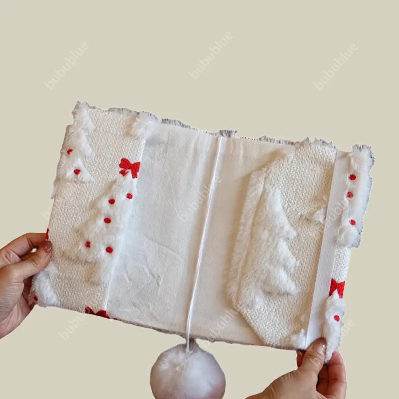 Edelweiss Butterfly Knot Plush Embroidered Cute Book Sleeve Notebook/Journal (A5/A6)