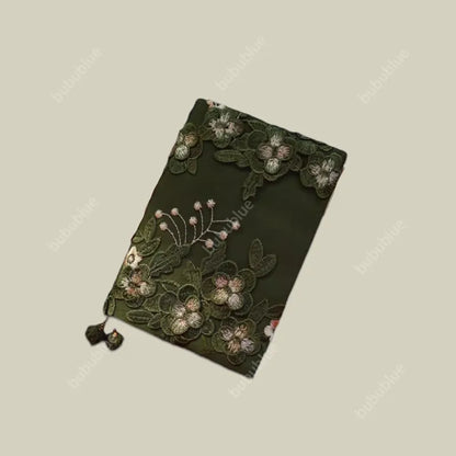 Green Firefly Forest Embroidered Original Handmade Book Sleeve Notebook/Journal (A5/A6)