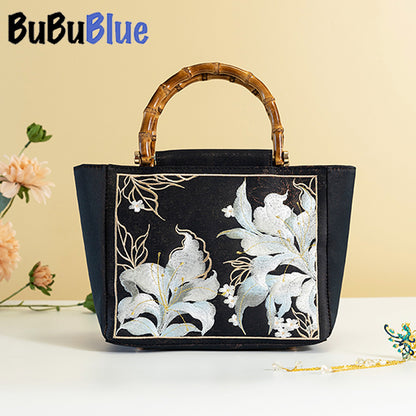 BUBUBLUE Cheongsam Tote Bag Women Large Capacity Embroidered Bridal Wedding Handbag