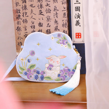 BUBUBLUE Chinese Style Children's Cartoon Strawberry Rabbit Bag Embroidered Hanfu Accessories Cross-Body Hanfu Bag For Women