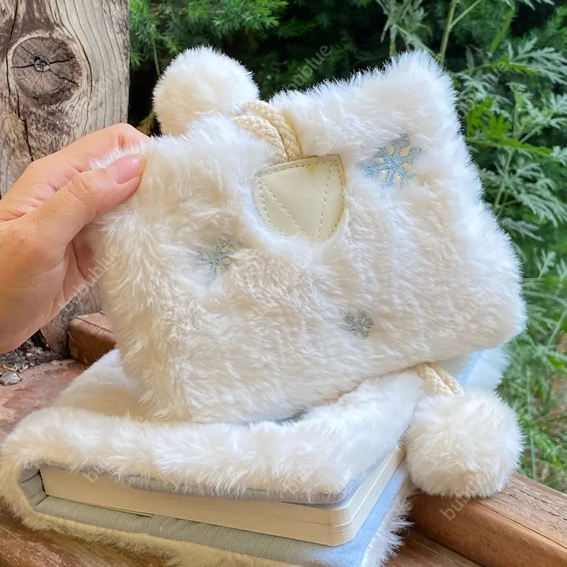 Snowflake Plush Embroidered Vintage Original Handmade Book Sleeve Notebook/Journal (A5/A6)