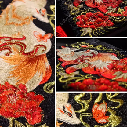 Red Fox Vintage Embroidered Original Handmade Book Sleeve Notebook/Journal (A5)