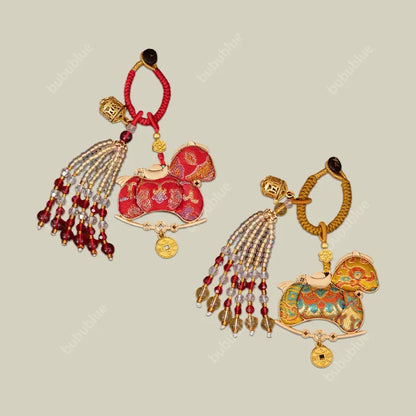 Song Brocade Horse-Shaped Sachet Keychain/Bag Charm With Hollow Aromatherapy Ball