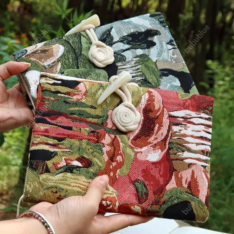 Green Hills Tapestry Vintage Handmade Book Sleeve Notebook/Journal (A5)