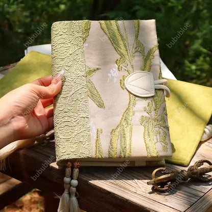 Spring Meadow Green Jacquard Handmade Book Sleeve Notebook/Journal (A5/A6)