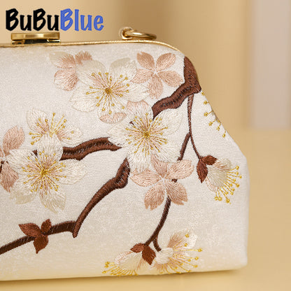 BUBUBLUE Chinese Style Embroidered Beige Cheongsam Handbag Pearl Chain