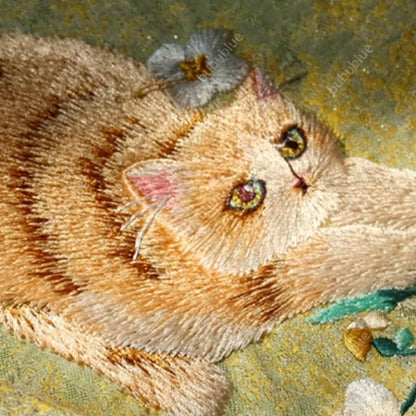 Embroidered Cute Cat Vintage Embroidered Original Handmade Book Sleeve Notebook/Journal (A5)