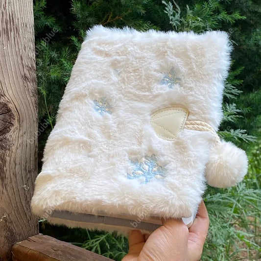 Snowflake Plush Embroidered Vintage Original Handmade Book Sleeve Notebook/Journal (A5/A6)