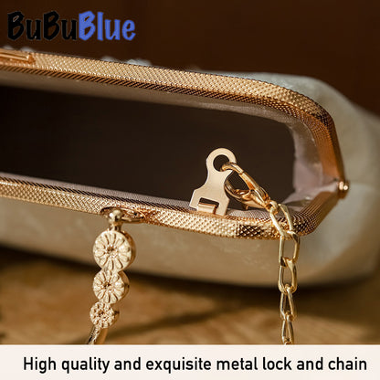 BUBUBLUE Chinese Style Butterfly Embroidered Vintage Handbag Square Cheongsam Handbag With Crossbody Chain