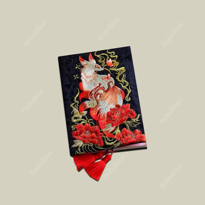 Red Fox Vintage Embroidered Original Handmade Book Sleeve Notebook/Journal (A5)