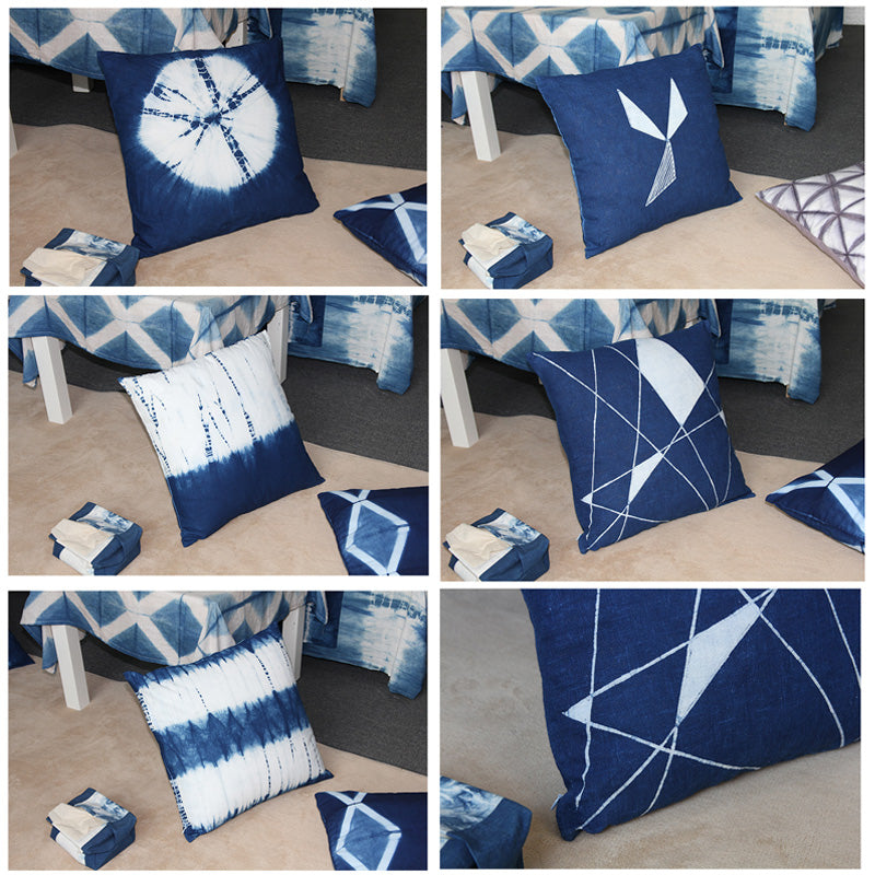 BUBUBLUE Plant Indigo Dyeing Handmade Pillow Case Cotton Sofa Square Cushion Cover