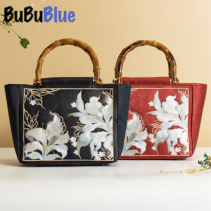 BUBUBLUE Cheongsam Tote Bag Women Large Capacity Embroidered Bridal Wedding Handbag