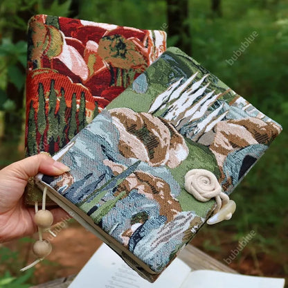 Green Hills Tapestry Vintage Handmade Book Sleeve Notebook/Journal (A5)