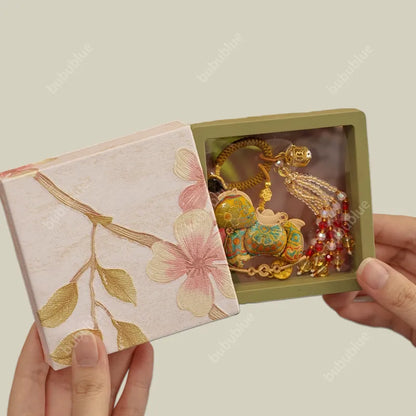 Song Brocade Horse-Shaped Sachet Keychain/Bag Charm With Hollow Aromatherapy Ball