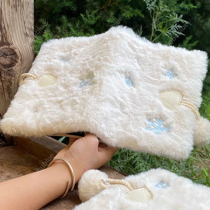 Snowflake Plush Embroidered Vintage Original Handmade Book Sleeve Notebook/Journal (A5/A6)
