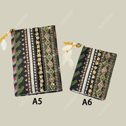 Forest Tribal Embroidered Vintage Original Handmade Book Sleeve Notebook/Journal (A5/A6)