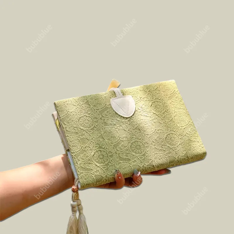 Spring Meadow Green Jacquard Handmade Book Sleeve Notebook/Journal (A5/A6)