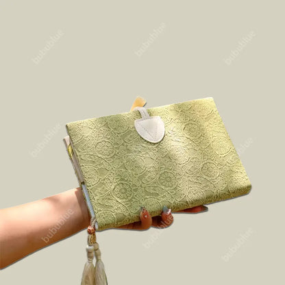 Spring Meadow Green Jacquard Handmade Book Sleeve Notebook/Journal (A5/A6)