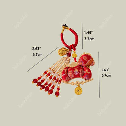Song Brocade Horse-Shaped Sachet Keychain/Bag Charm With Hollow Aromatherapy Ball