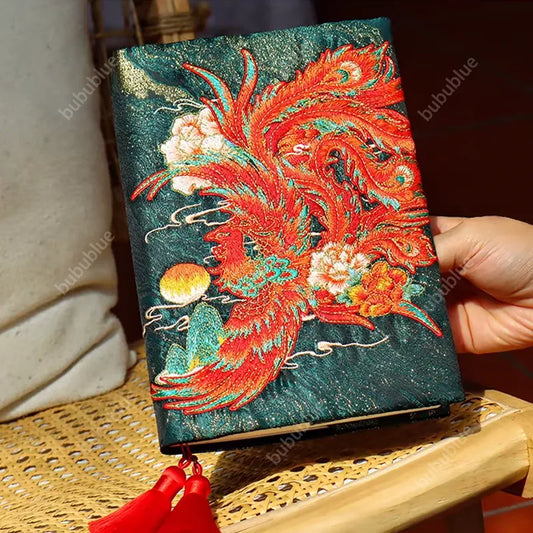 Phoenix Rebirth Embroidered Handmade Book Sleeve Notebook/Journal (A5)