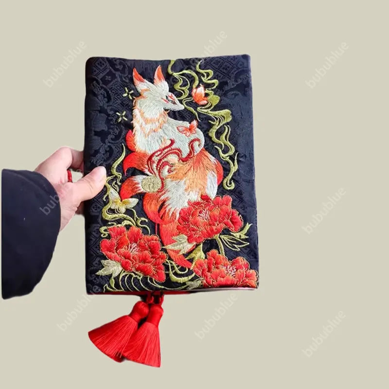 Red Fox Vintage Embroidered Original Handmade Book Sleeve Notebook/Journal (A5)