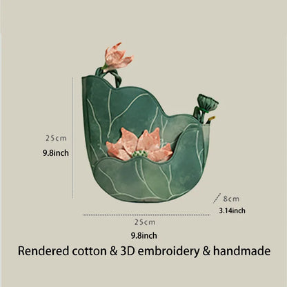 Green Lotus Embroidered Shoulder Bag