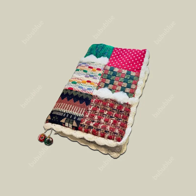 Christmas-Themed Narrative Patchwork Vintage Handmade Book Sleeve Notebook/Journal (A5)