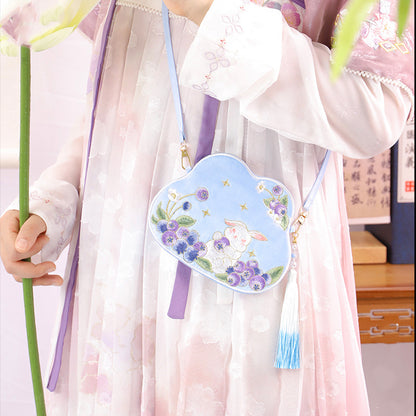 BUBUBLUE Chinese Style Children's Cartoon Strawberry Rabbit Bag Embroidered Hanfu Accessories Cross-Body Hanfu Bag For Women