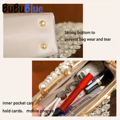 BUBUBLUE Chinese Style Embroidery Cheongsam Handbag Elegant Pearl Clutch Bag