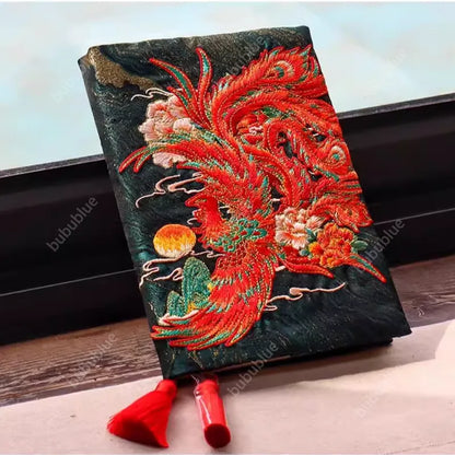 Phoenix Rebirth Embroidered Handmade Book Sleeve Notebook/Journal (A5)