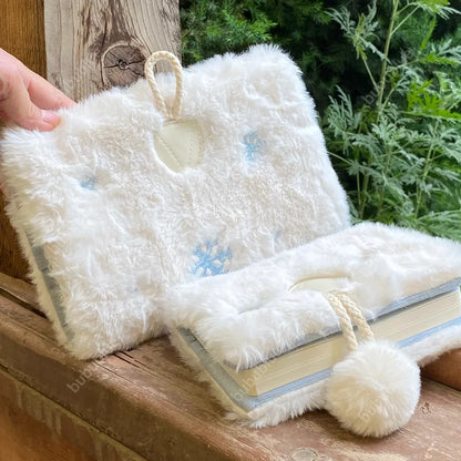 Snowflake Plush Embroidered Vintage Original Handmade Book Sleeve Notebook/Journal (A5/A6)