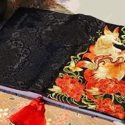 Red Fox Vintage Embroidered Original Handmade Book Sleeve Notebook/Journal (A5)